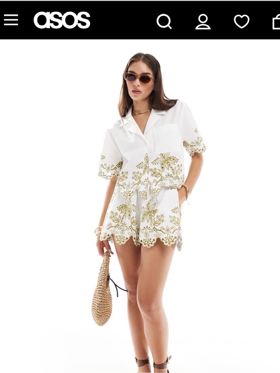 ASOS Other - ASOS White Swim Cover-Up Set with Gold Embroidery